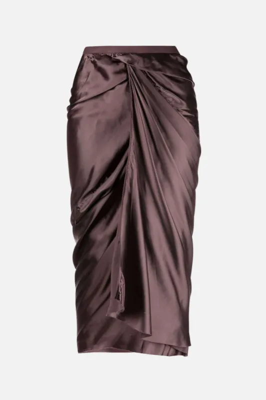 Satin Ruched Midi Skirt sold by Micas