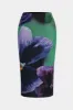 Plus Size Floral Print Mesh High Waist Skirt sold by Micas