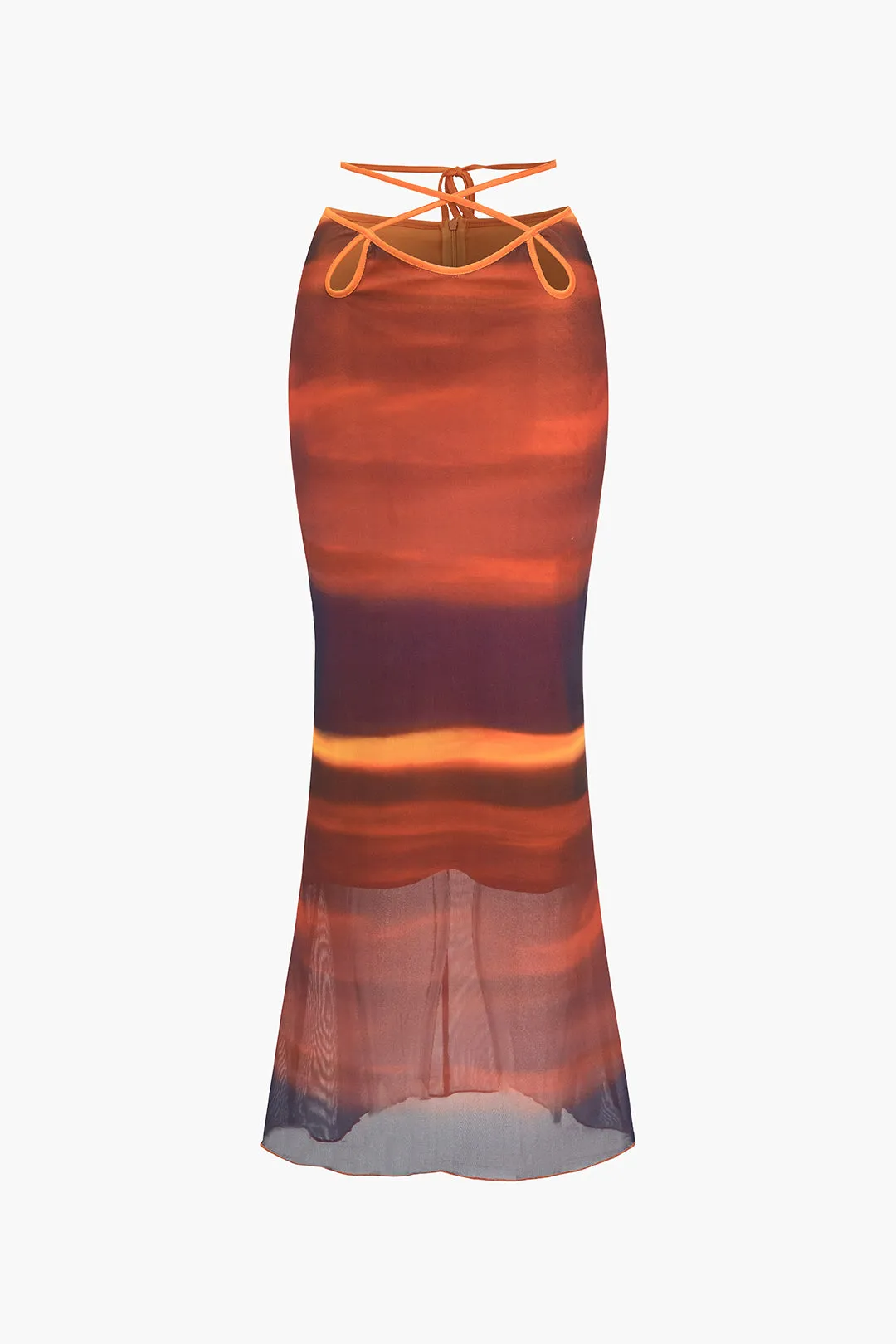 Ombre Print Contrast Mesh Skirt sold by Micas