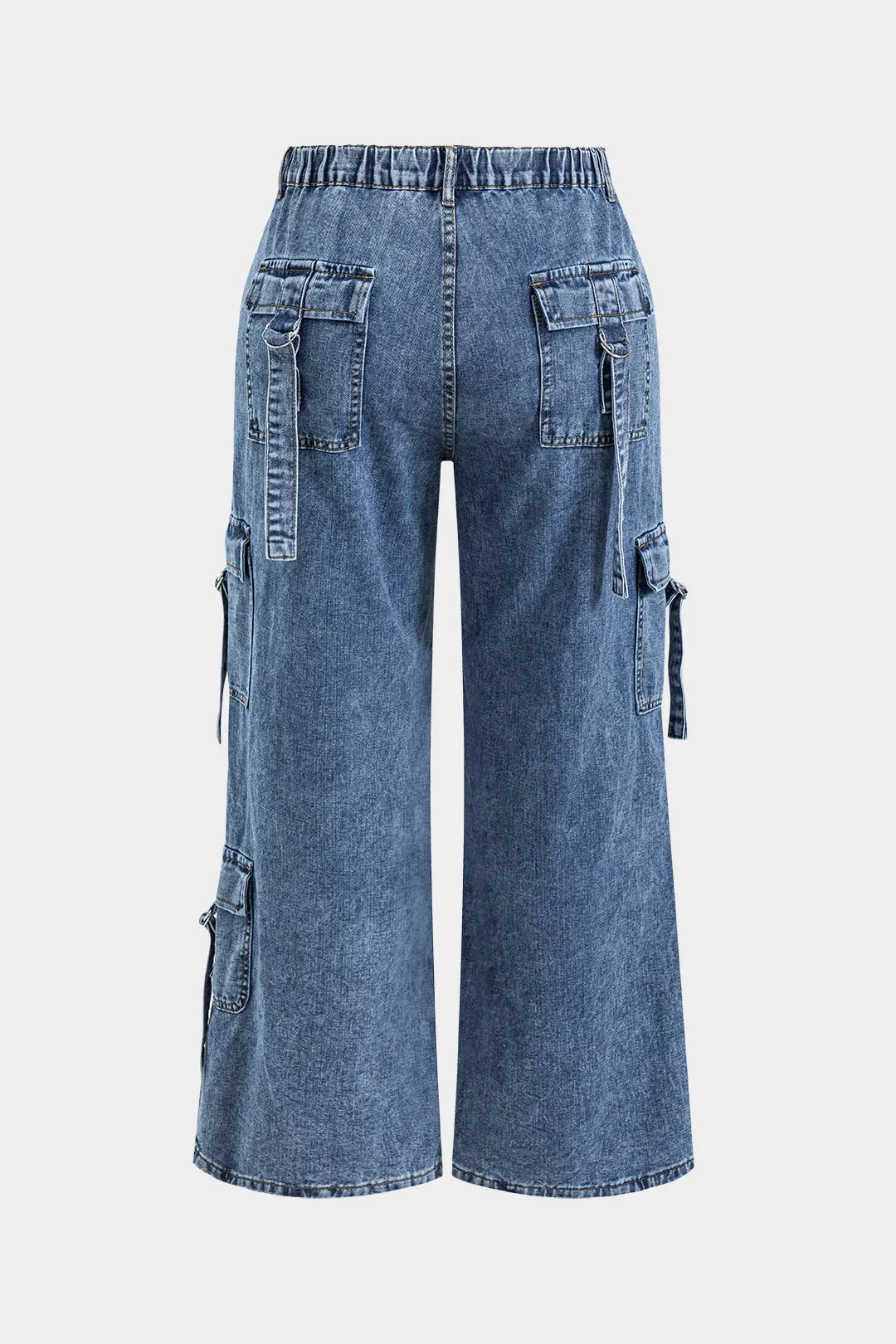 Plus størrelse denim lomme lavt talje knap jeans sold by Micas product image thumbnail 2