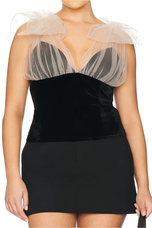 Plus Size Velvet Mesh Slip Patchwork Zipper Cami Top sold by Micas