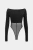 Mesh patchwork langærmet bodysuit sold by Micas