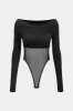 Mesh patchwork langærmet bodysuit sold by Micas
