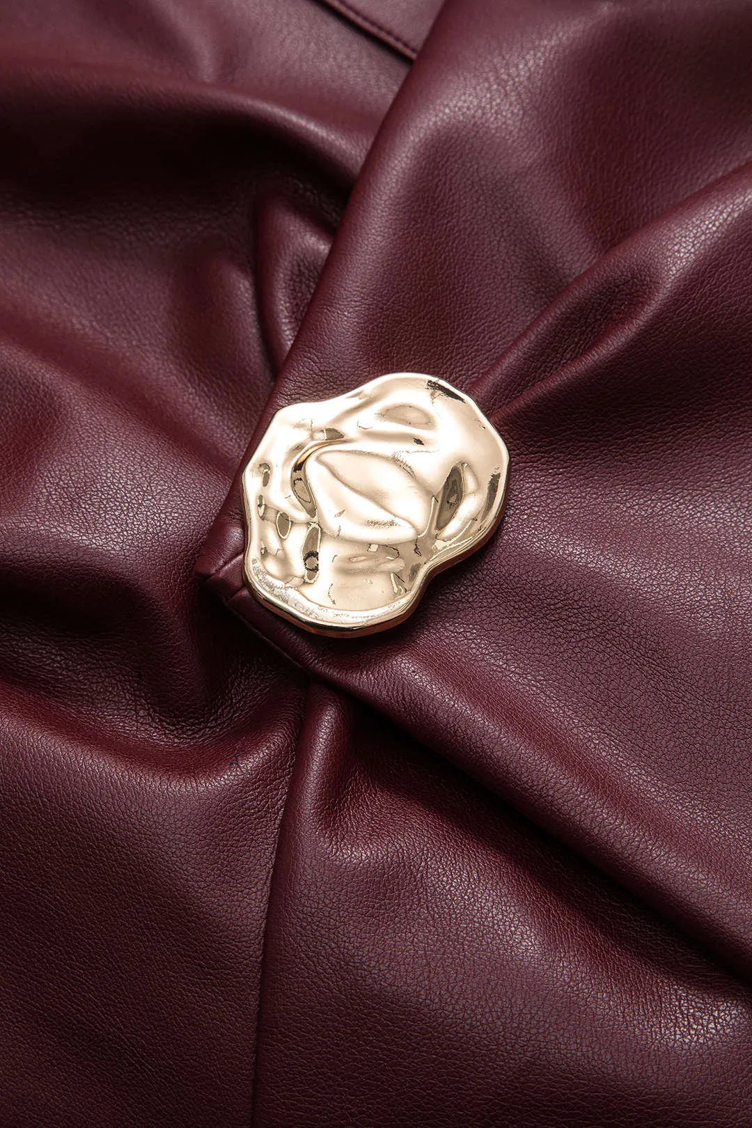 Faux Leather Metallic Asymmetrical Neck Long Sleeve Jacket sold by Micas product image thumbnail 4