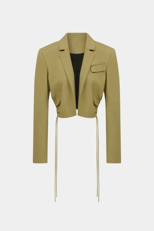Pocket Notched Lapel Drawstring Blazer sold by Micas