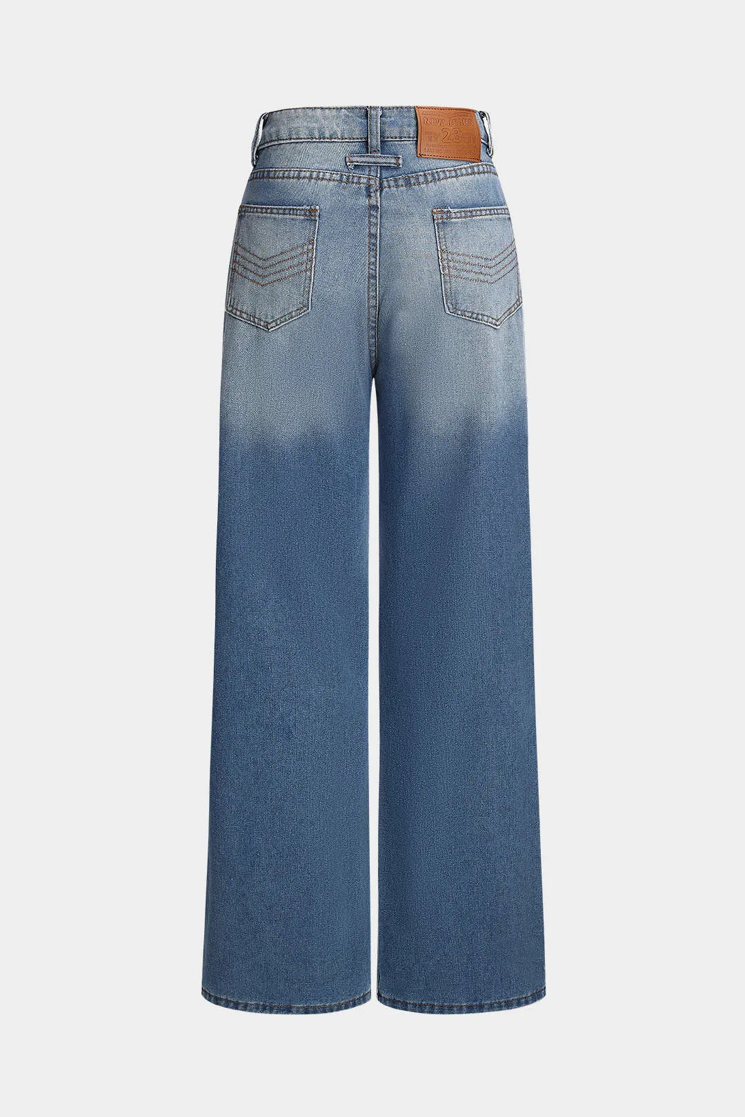 Denim knap høj talje lige ben jeans sold by Micas product image thumbnail 2