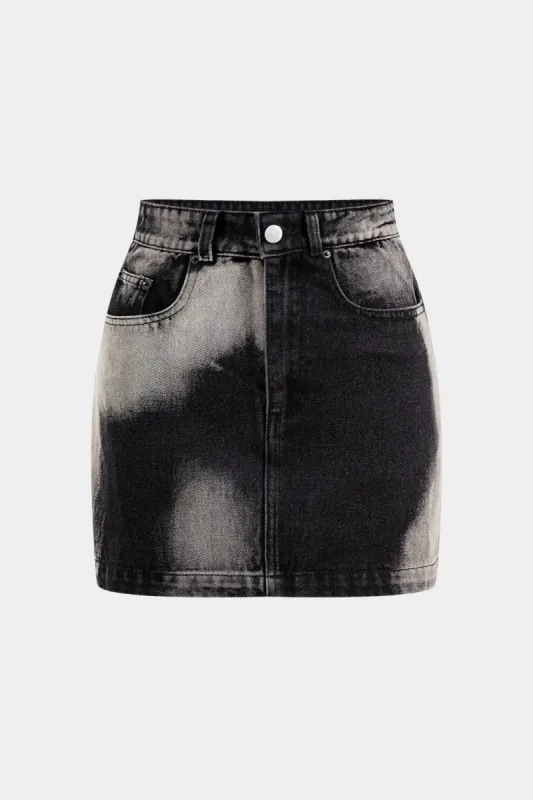 Faded Denim Pocket Button Skirt sold by Micas