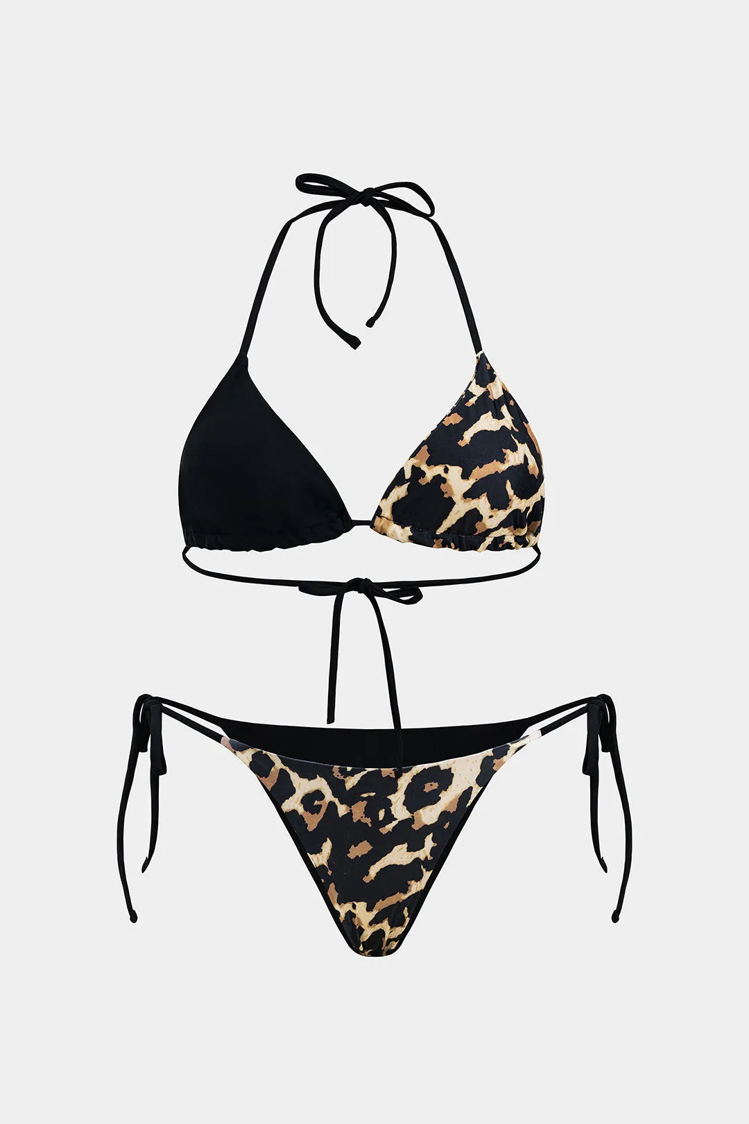 Leopard Print Tie Halter Bikini Set sold by Micas
