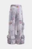 Blomsterprint vasket denim knaplomme jeans sold by Micas