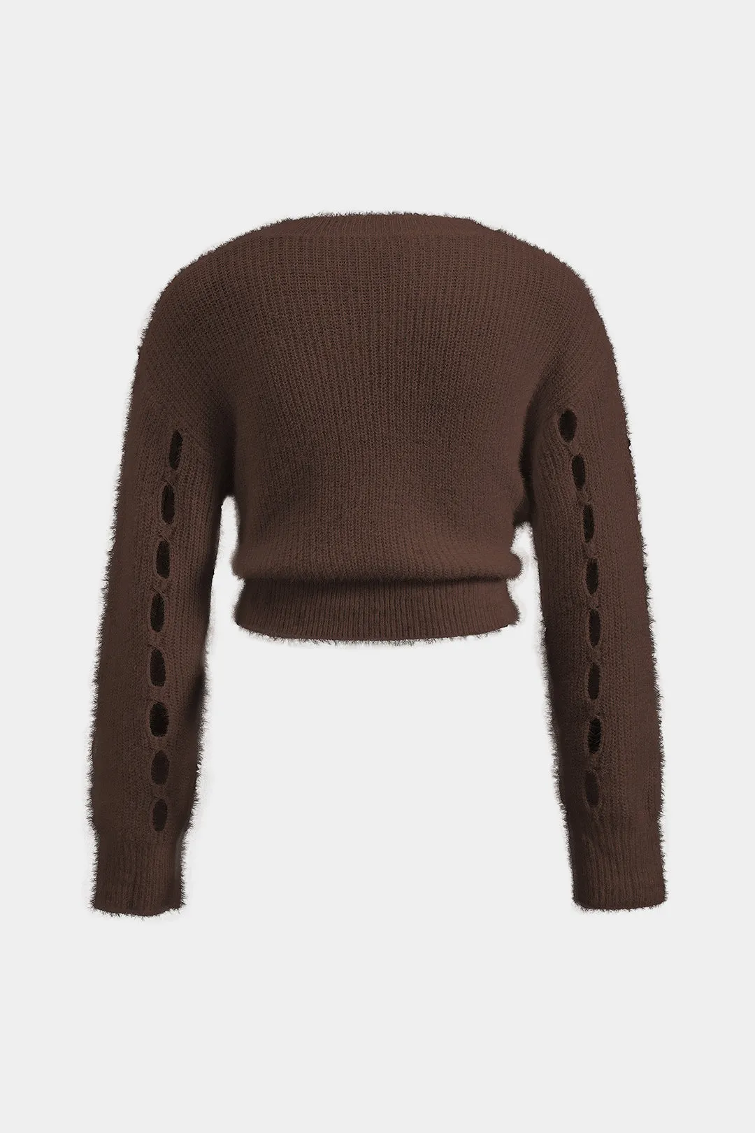 Plus Size Knit Button Cut Out Long-Sleeve Cardigan sold by Micas product image thumbnail 2