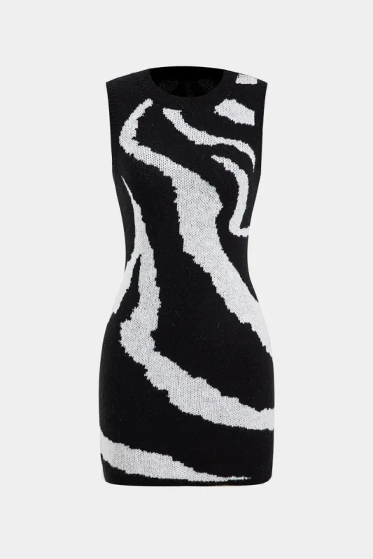 Zebra Stripe Print Knit Sleeveless Dress sold by Micas
