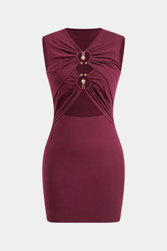 Metallic Cut Out V Neck Tank Mini Dress sold by Micas