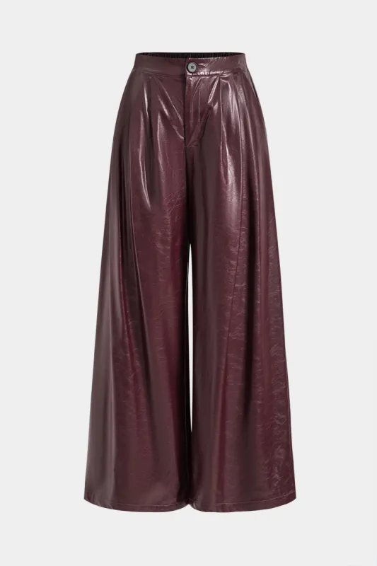 Faux Leather Button High Waist Pocket Trousers sold by Micas