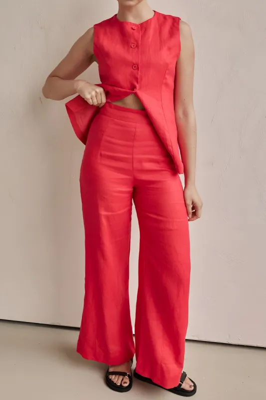 Linen Pocket Wide Leg Trousers sold by Micas