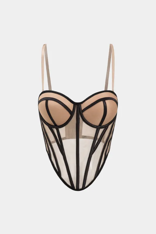 Patchwork Bustier Mesh Cami Top sold by Micas
