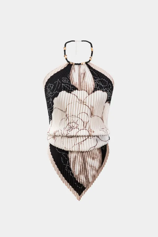 Blomsterprint plisseret tekstur tank top sold by Micas