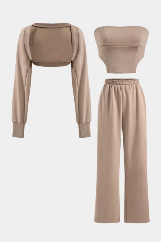 Solid Tube Top And Cover Up And Trousers Set sold by Micas