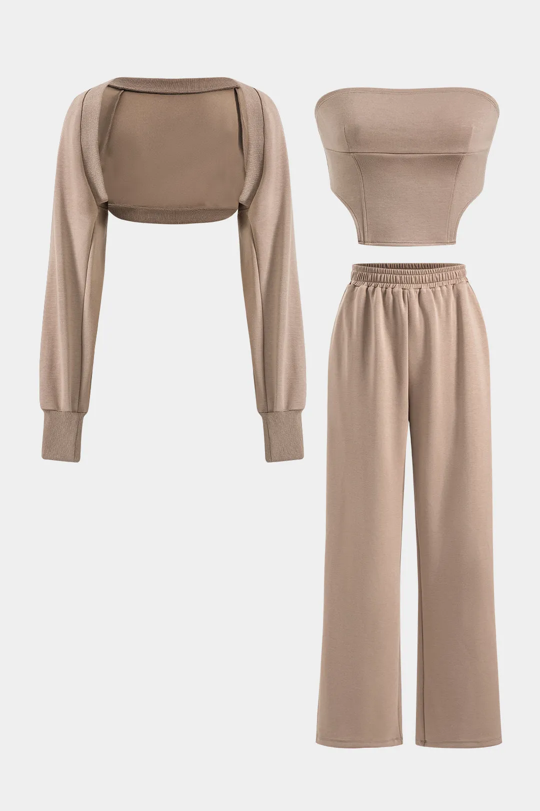 Solid Tube Top And Cover Up And Trousers Set sold by Micas