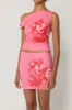 Floral Print Asymmetrical Top And Skirt Set sold by Micas