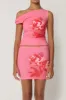 Floral Print Asymmetrical Top And Skirt Set sold by Micas