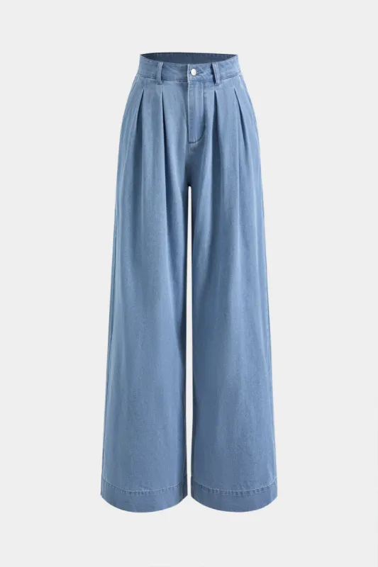Denim High Waist Straight Leg Jeans sold by Micas