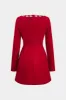 Velvet Rhinestone Trim Long Sleeve Square Neck Mini Dress sold by Micas