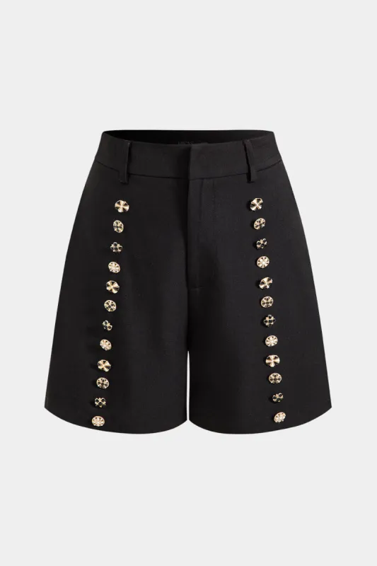 Metallic Button Detail Shorts sold by Micas