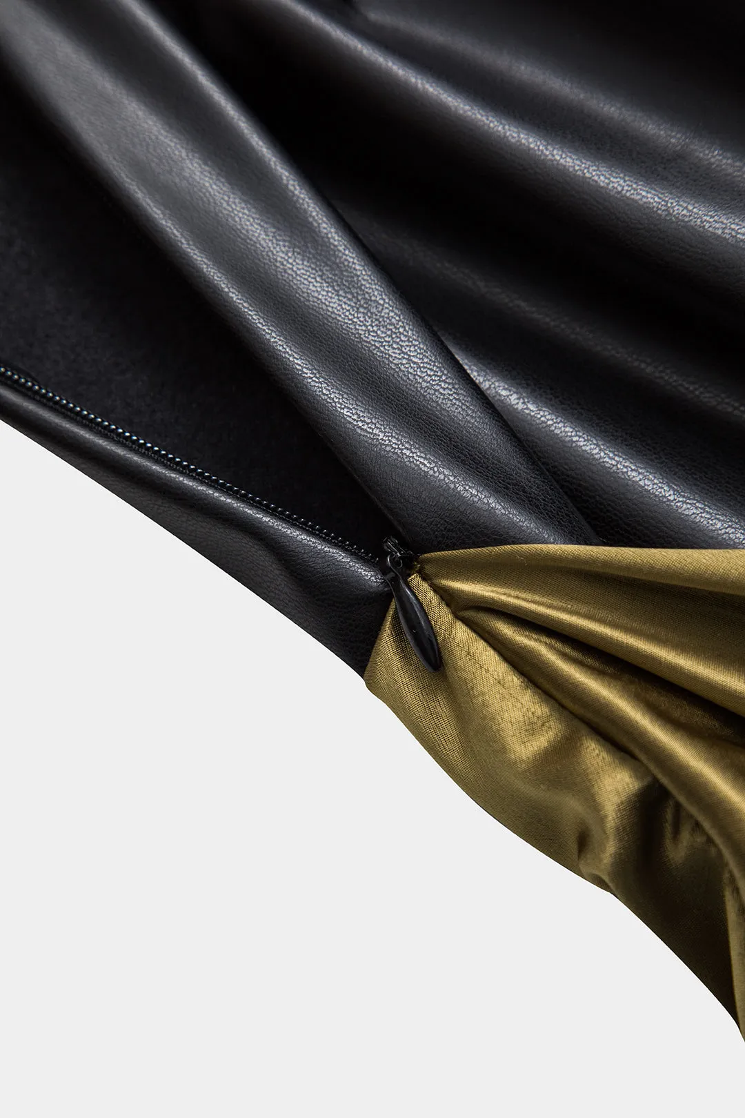 Satin faux læder patchwork nederdel sold by Micas product image thumbnail 4