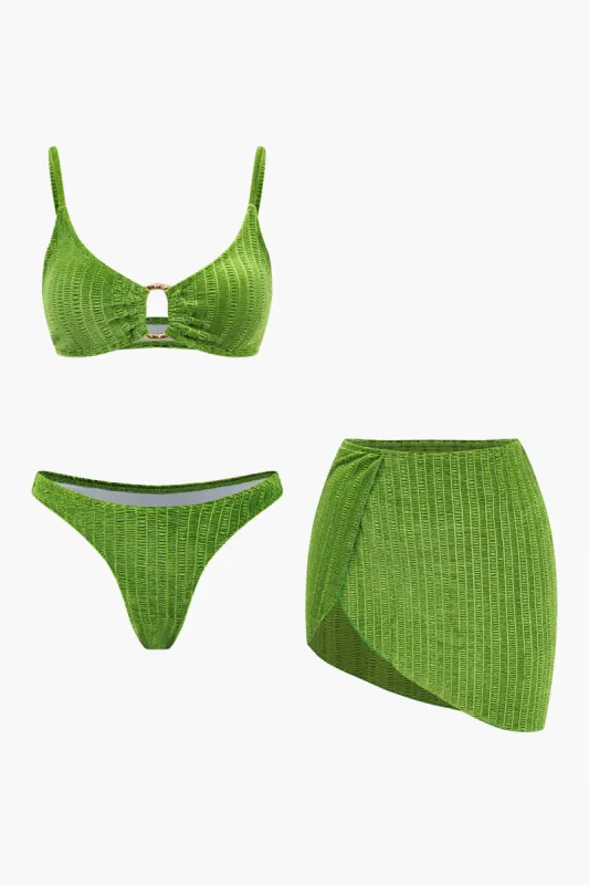 Fløjl tekstureret O-ring 3-delt bikini-sæt made by Micas