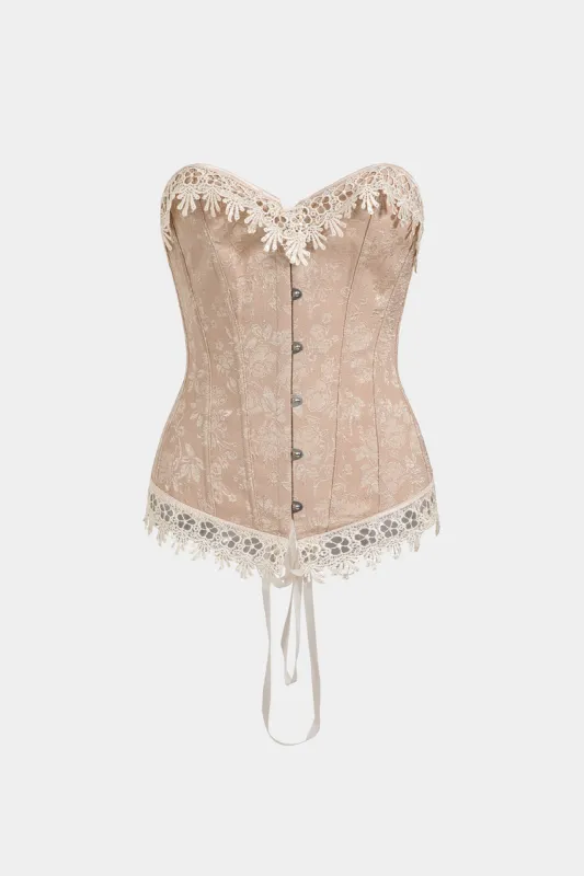 Jacquard blonder slips tilbage stroppeløs korsetrør top sold by Micas