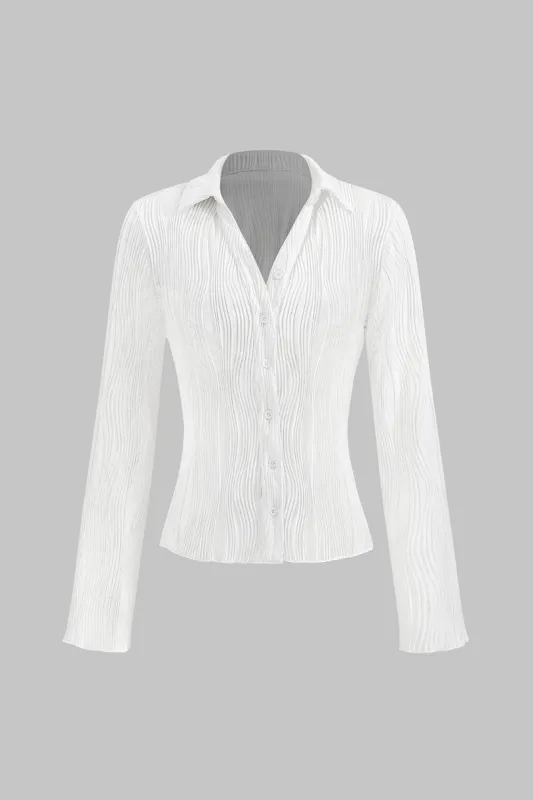 Tekstureret knap langærmet shirt sold by Micas