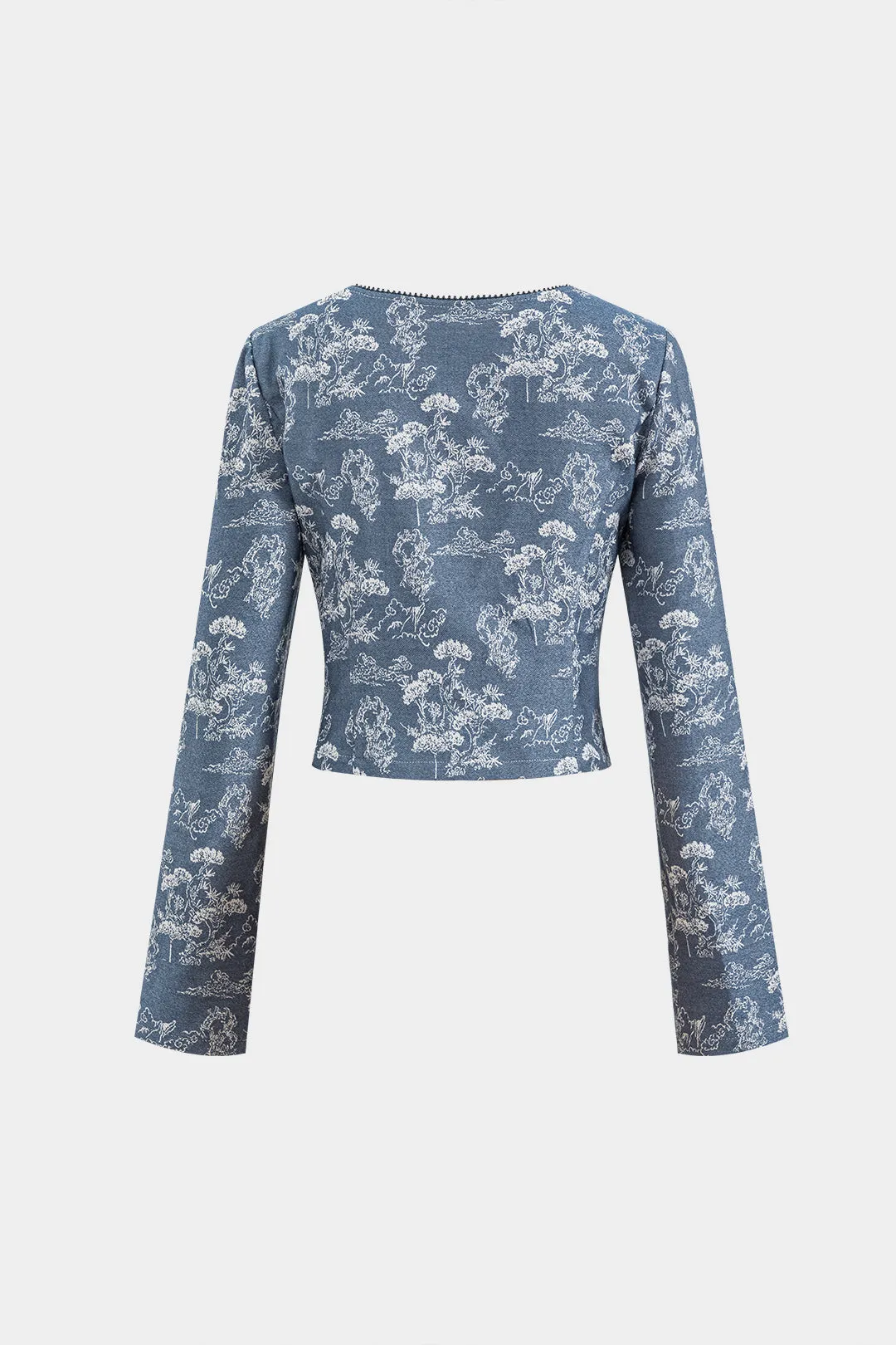 Branches Print Button V-Neck Long-Sleeve Top sold by Micas product image thumbnail 2