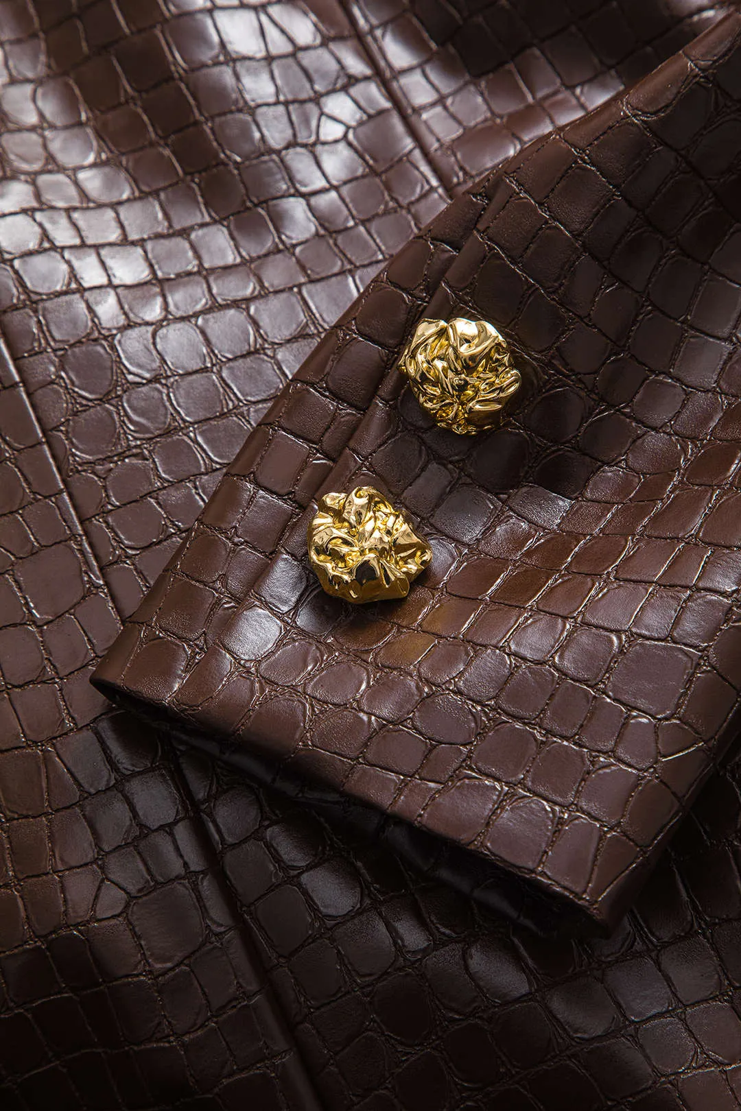 Faux Leather Metallic Button Notched Lapel Blazer sold by Micas product image thumbnail 5