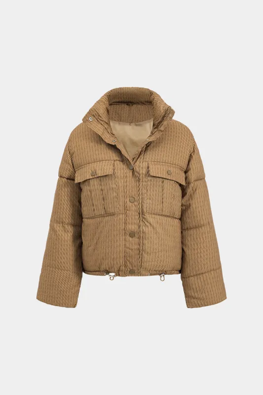 Striber polstret lomme -knap puffer sold by Micas