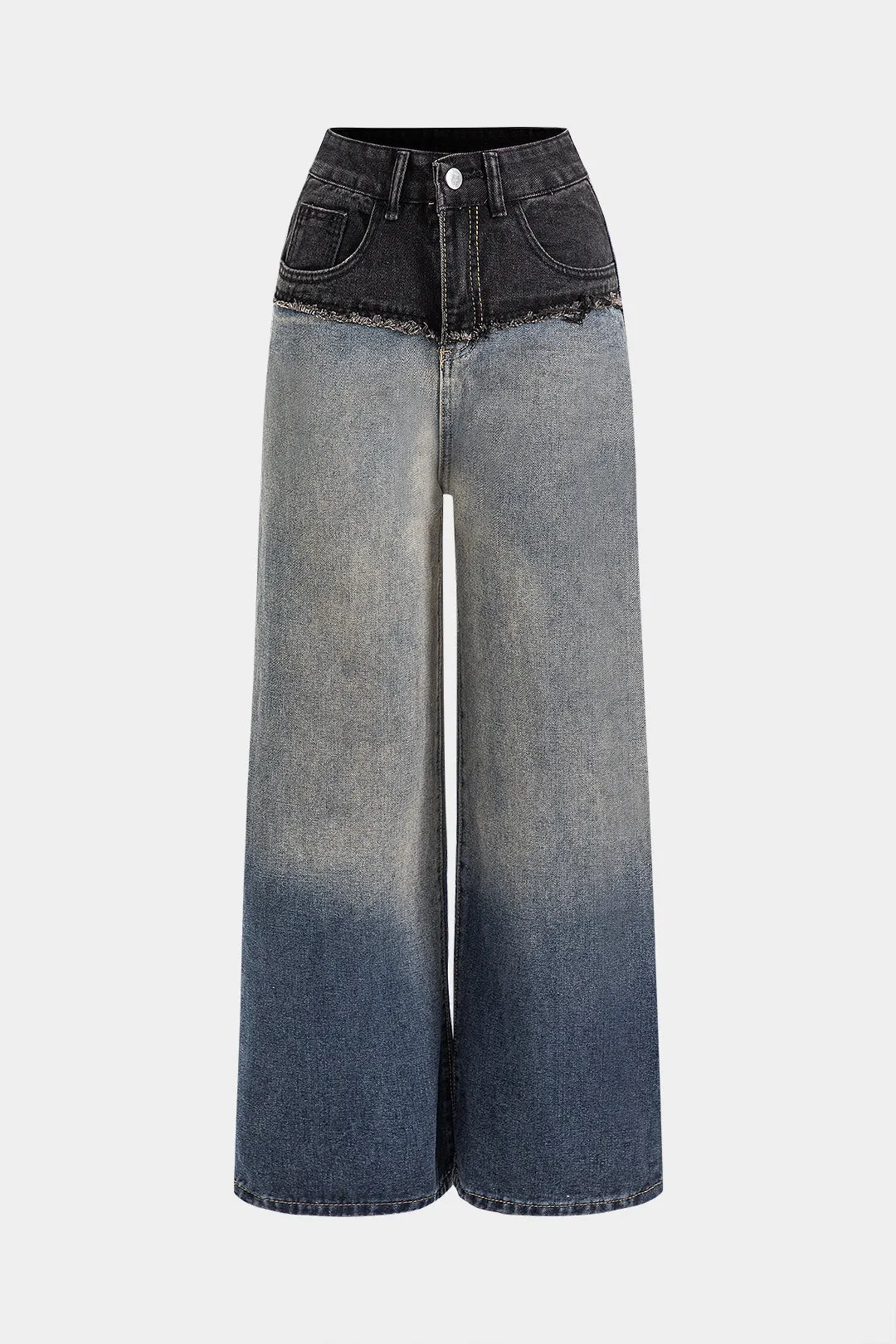 Denim patchwork lomme -knap jeans sold by Micas