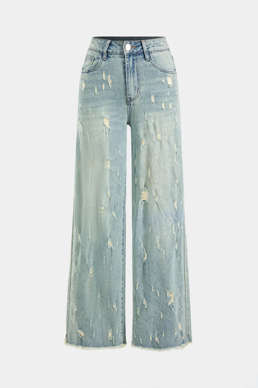 Denim Zipper Button Pocket Jeans sold by Micas