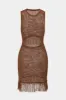 Knit Fringe Cut Out Sleeveless Dress sold by Micas