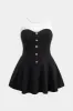 Plus Size Contrast Button Round Neck Sleeveless Mini Dress sold by Micas