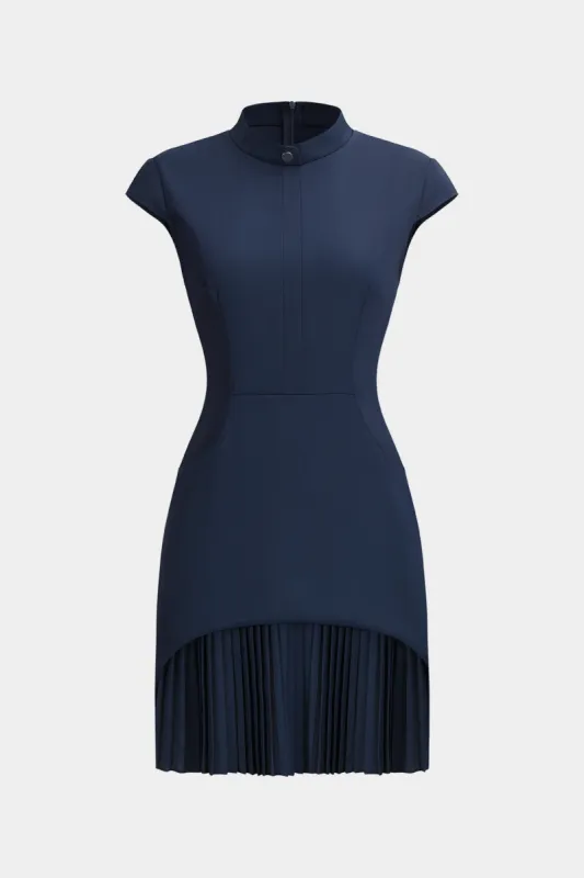 Knap plisset lynlås kortærmet mini kjole sold by Micas