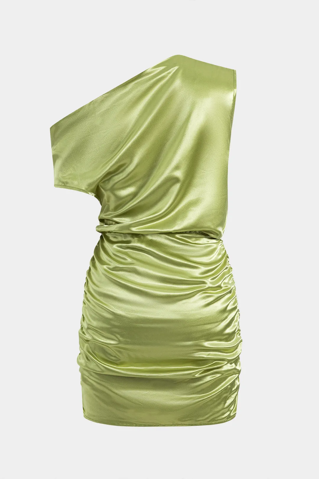 Satin Asymmetric Neck Ruched Mini Dress sold by Micas product image thumbnail 2