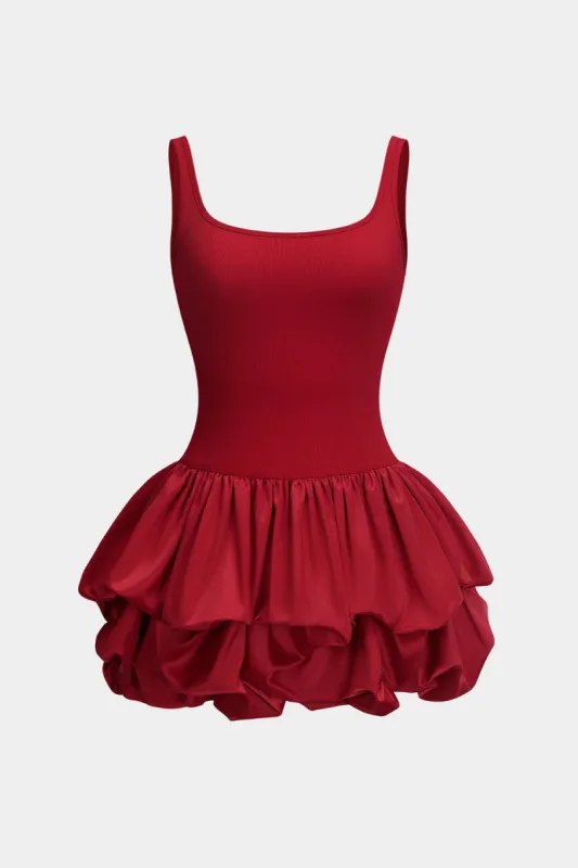Satin Ruched Slip Backless Puff Tank Top sold by Micas