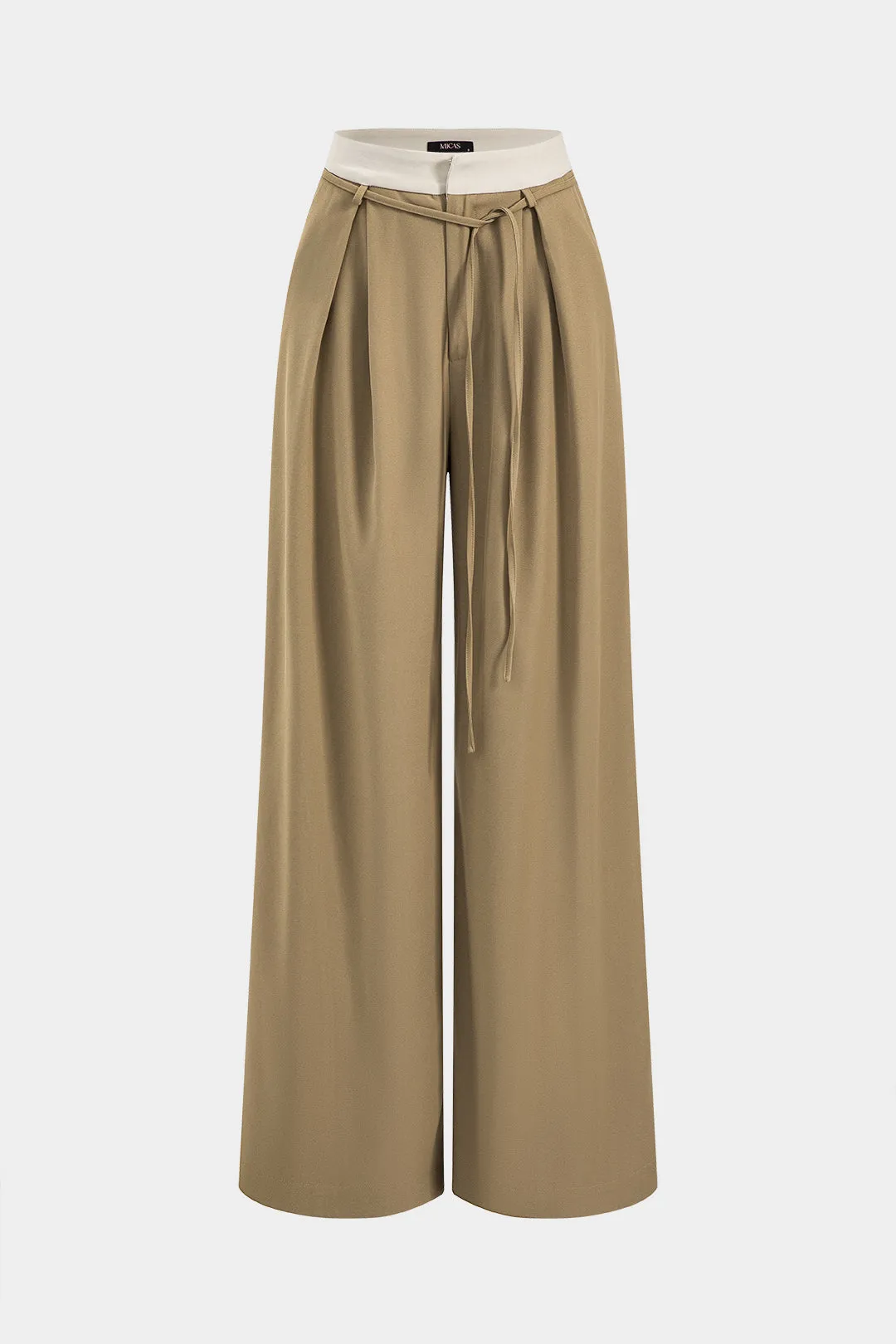 Patchwork Tie-Up Button Zipper Trousers sold by Micas