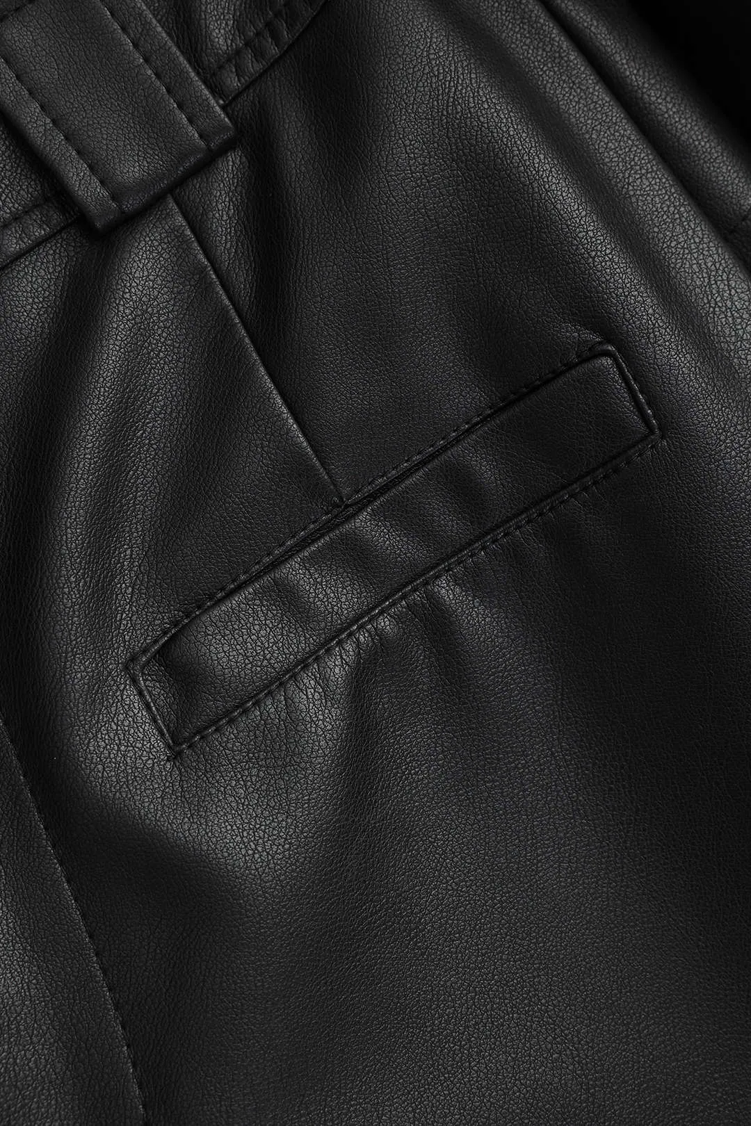 Faux Leather Button Pocket Wide Leg Trousers sold by Micas product image thumbnail 4