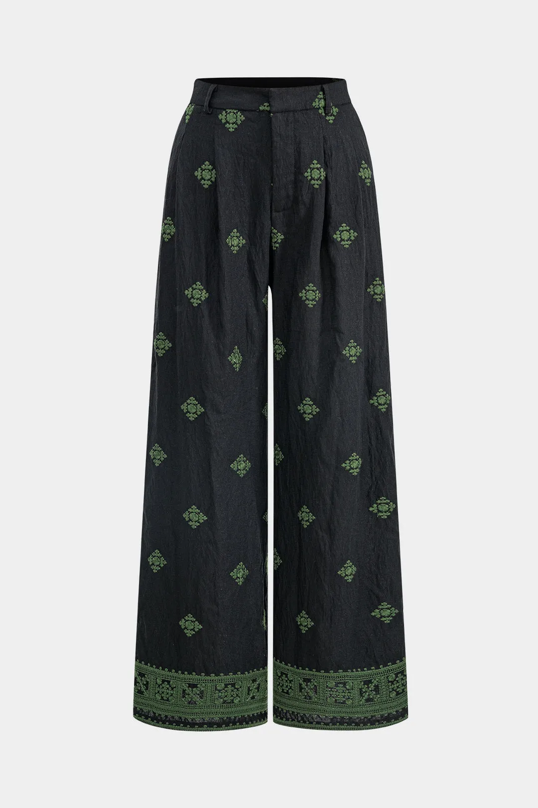 Embroidery Pattern Wide Leg Trousers sold by Micas