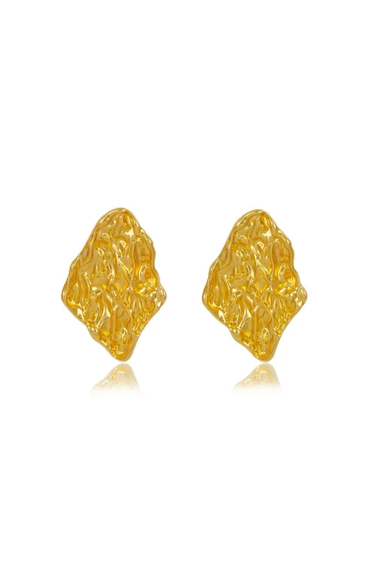 Metal Wrinkled Lava Texture Earrings sold by Micas
