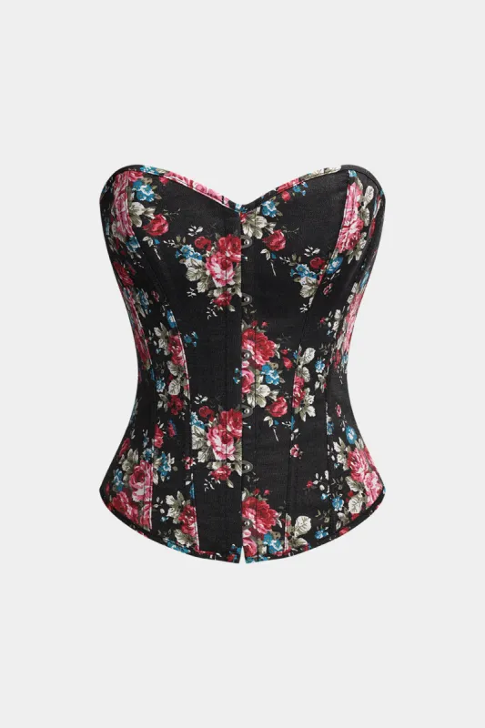 Blomsterprint -knap korsetbånd back tube top sold by Micas