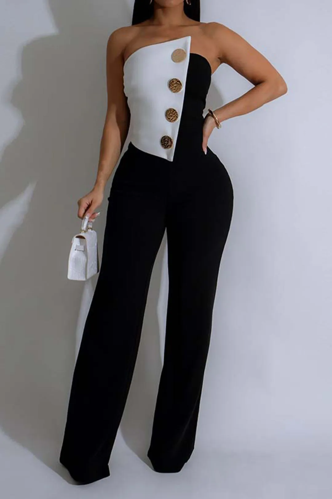 Metallisk rygfri stroppeløs jumpsuit sold by Micas product image thumbnail 5