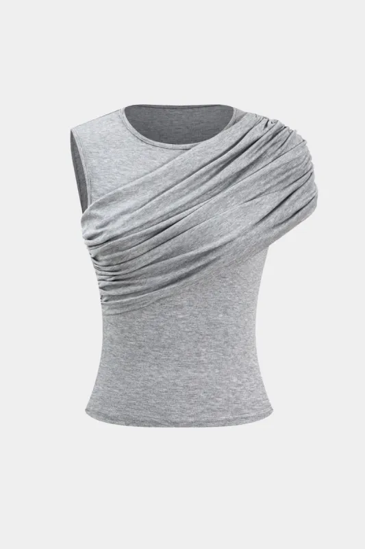 Ruched Round Neck T-Shirt sold by Micas