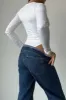 Rund hals langærmet korset bodysuit sold by Micas