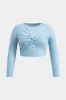 Plus Size Round Neck Twist Knot Long-Sleeve Top sold by Micas